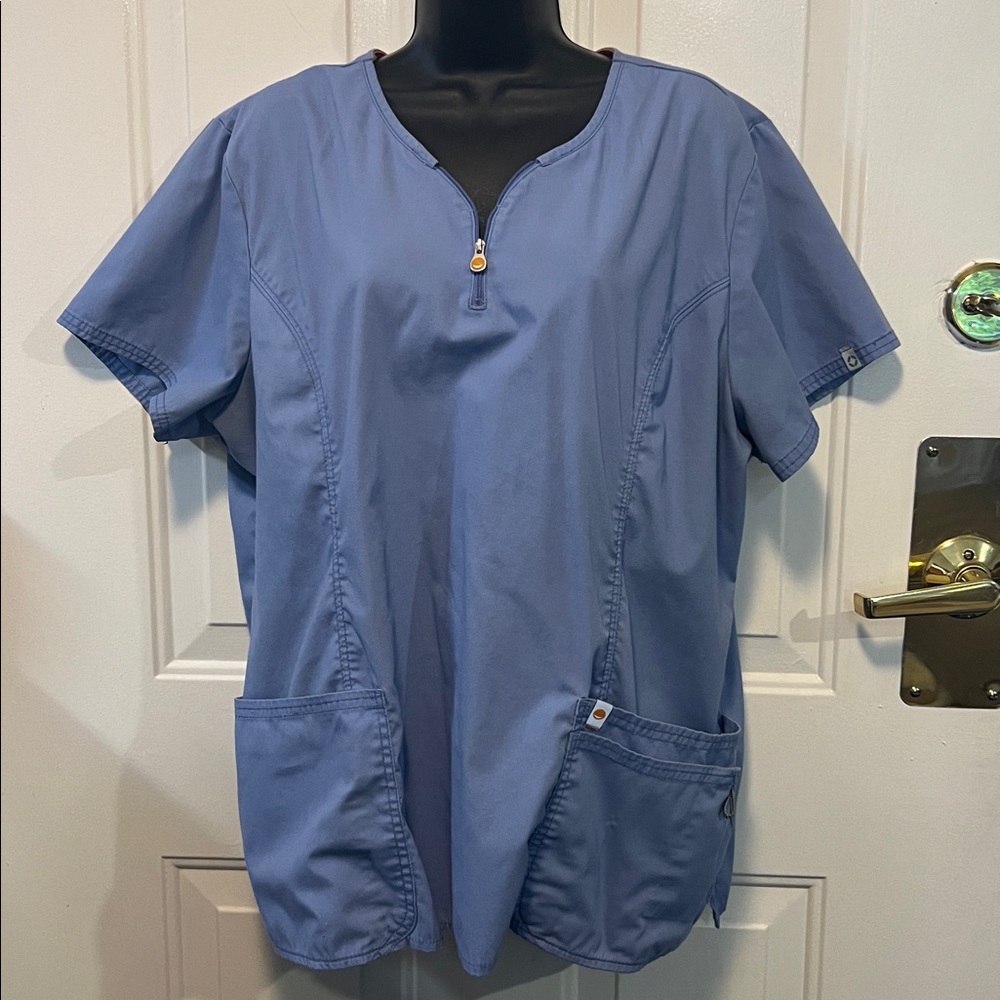 CODE HAPPY 💉 CEIL BLUE V-NECK NURSE SCRUB TOP Women’s 2X